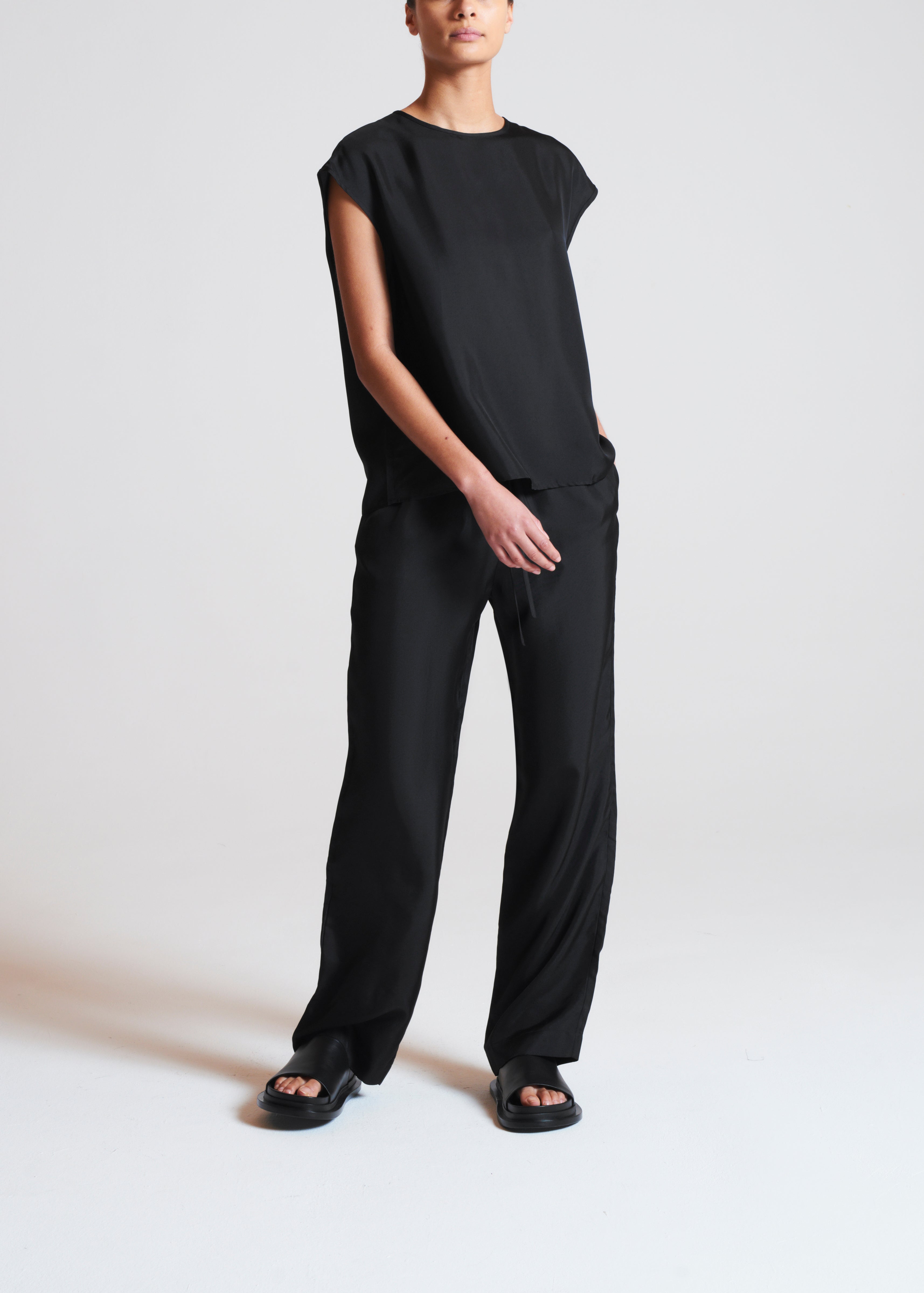 Dasha Top Black Silk Twill