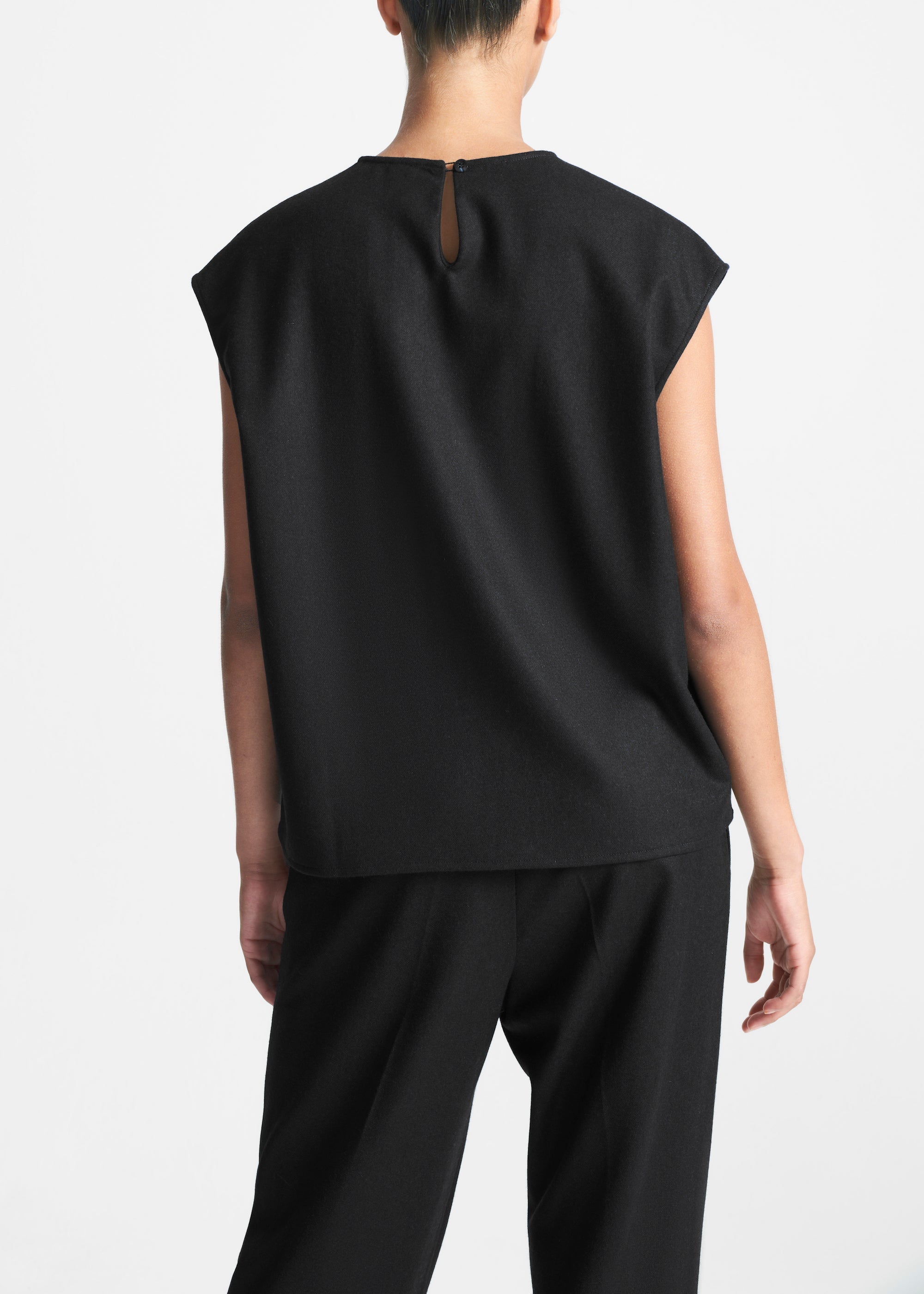 Dasha Top Black Wool Cashmere Flannel