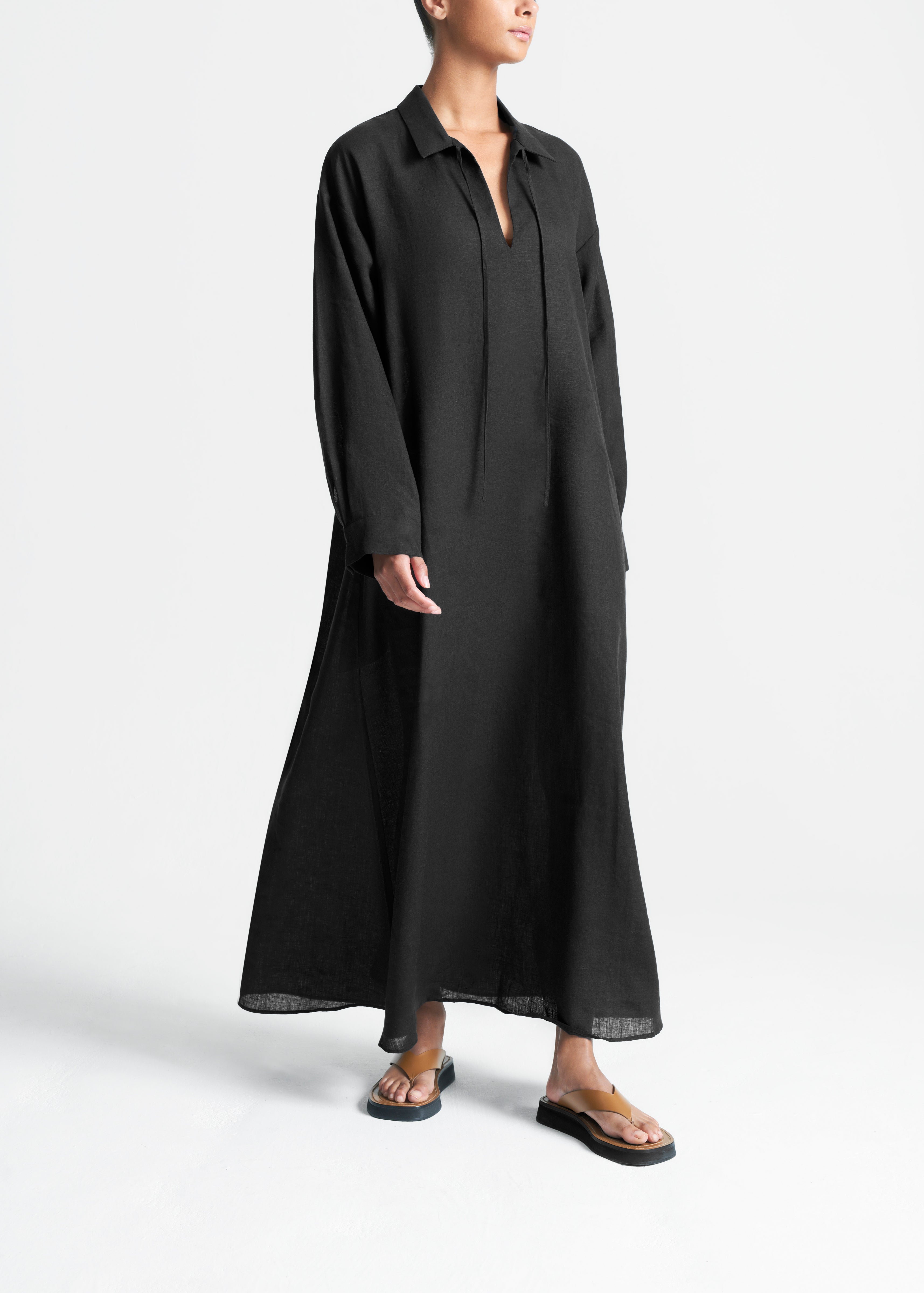 Lisbon Shirt Dress Black Organic Linen