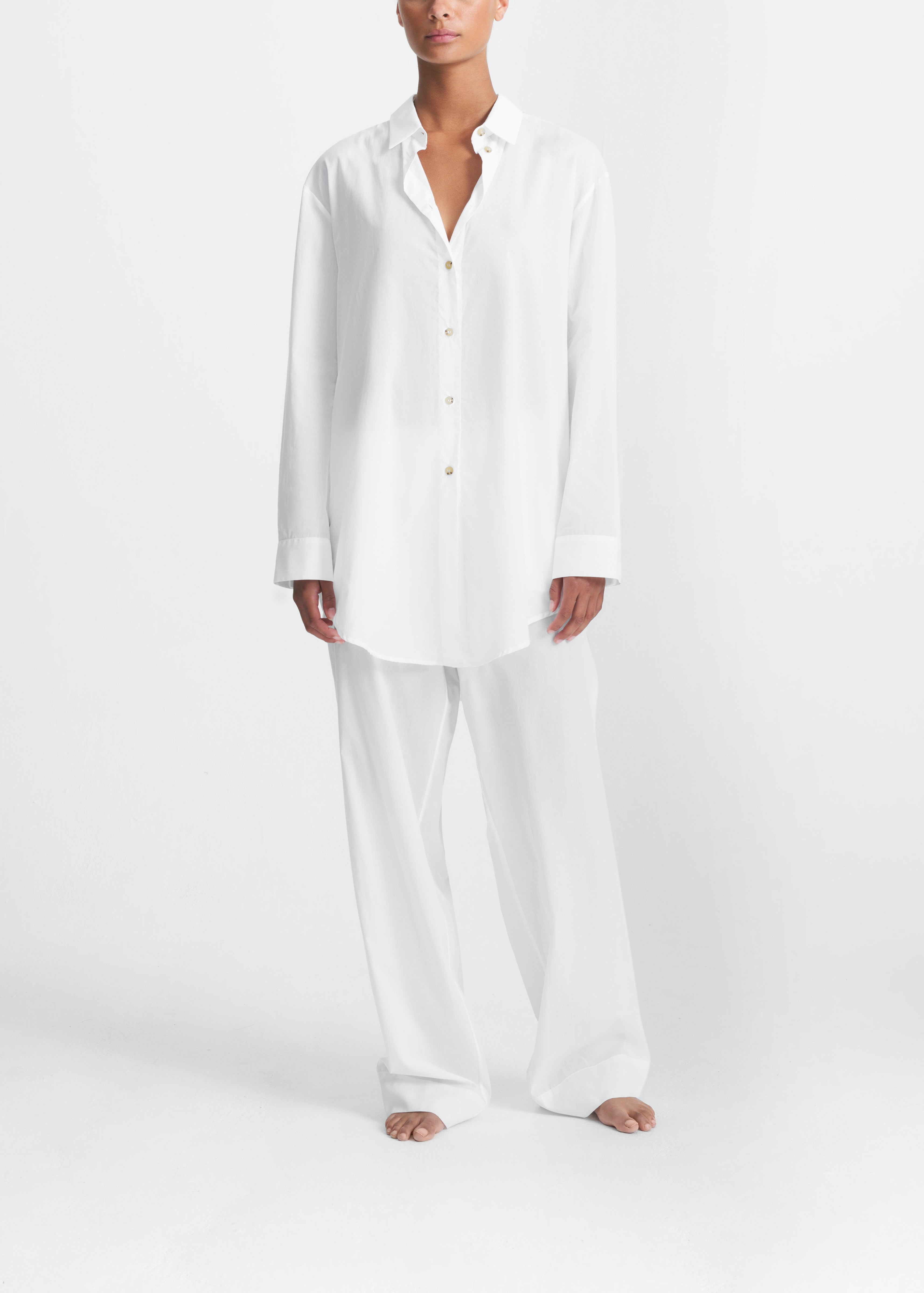 London Pyjama Top White Cotton