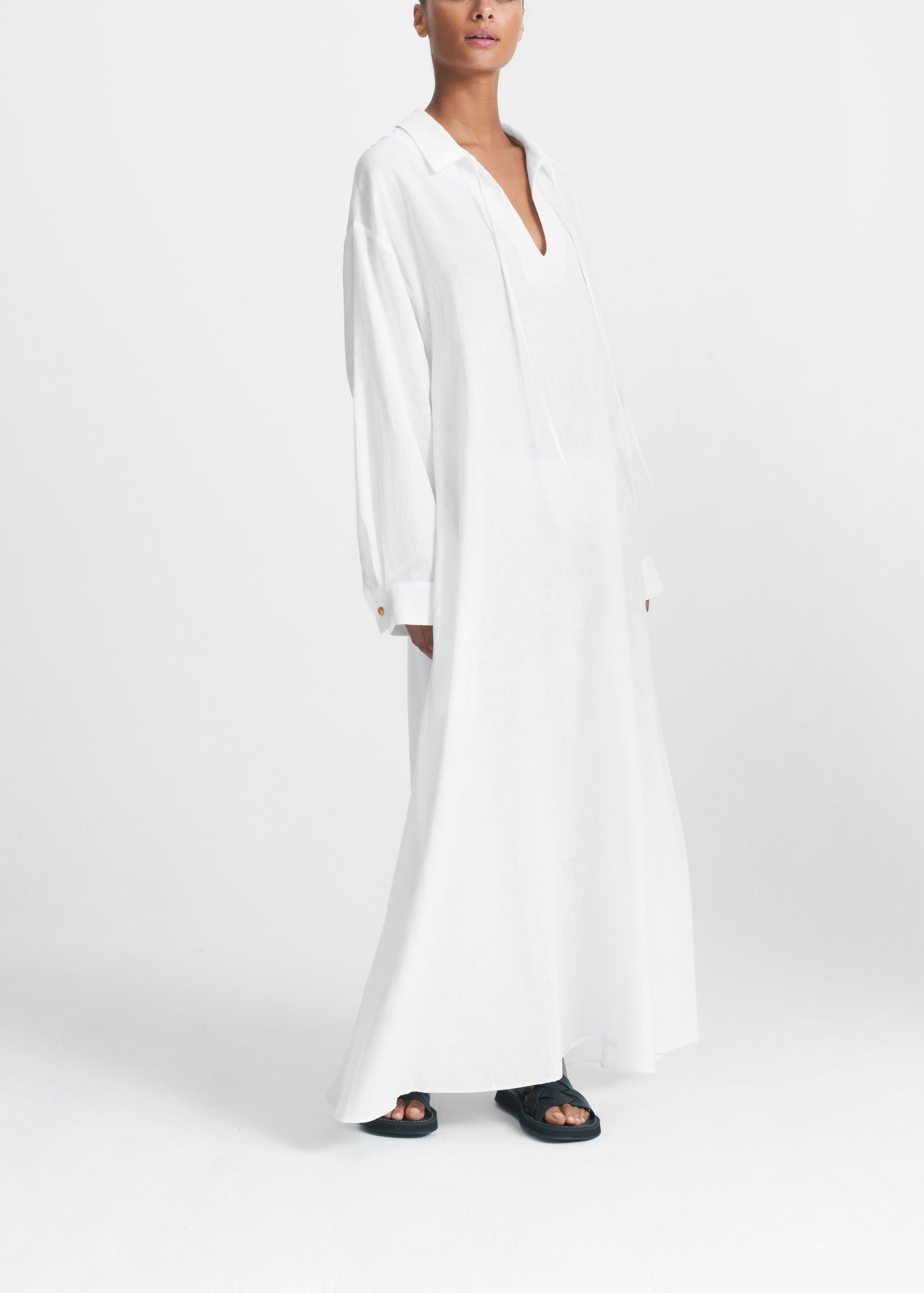 Lisbon Shirt Dress White Organic Linen