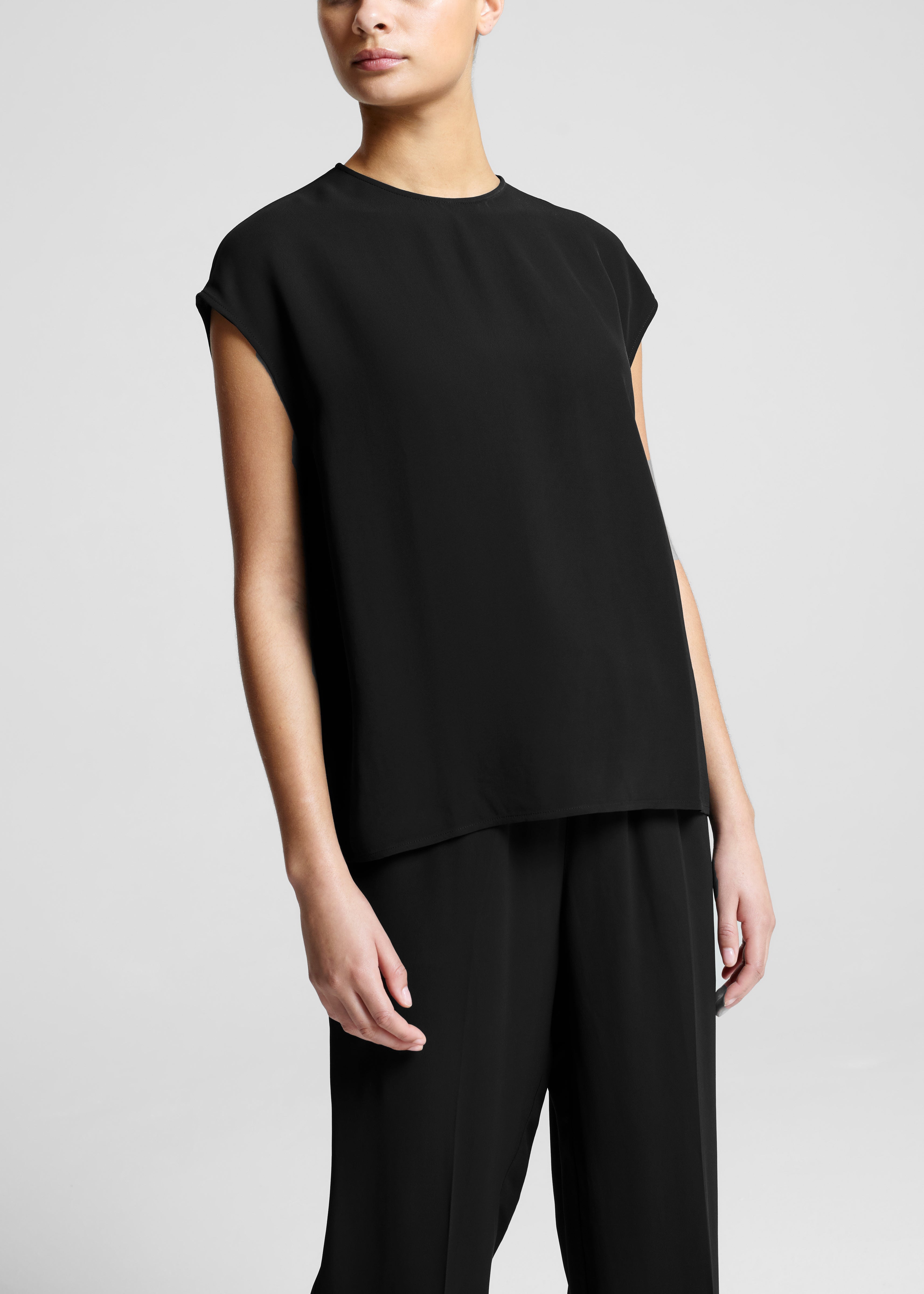 Dasha Sleeveless Top Black Viscose Crepe