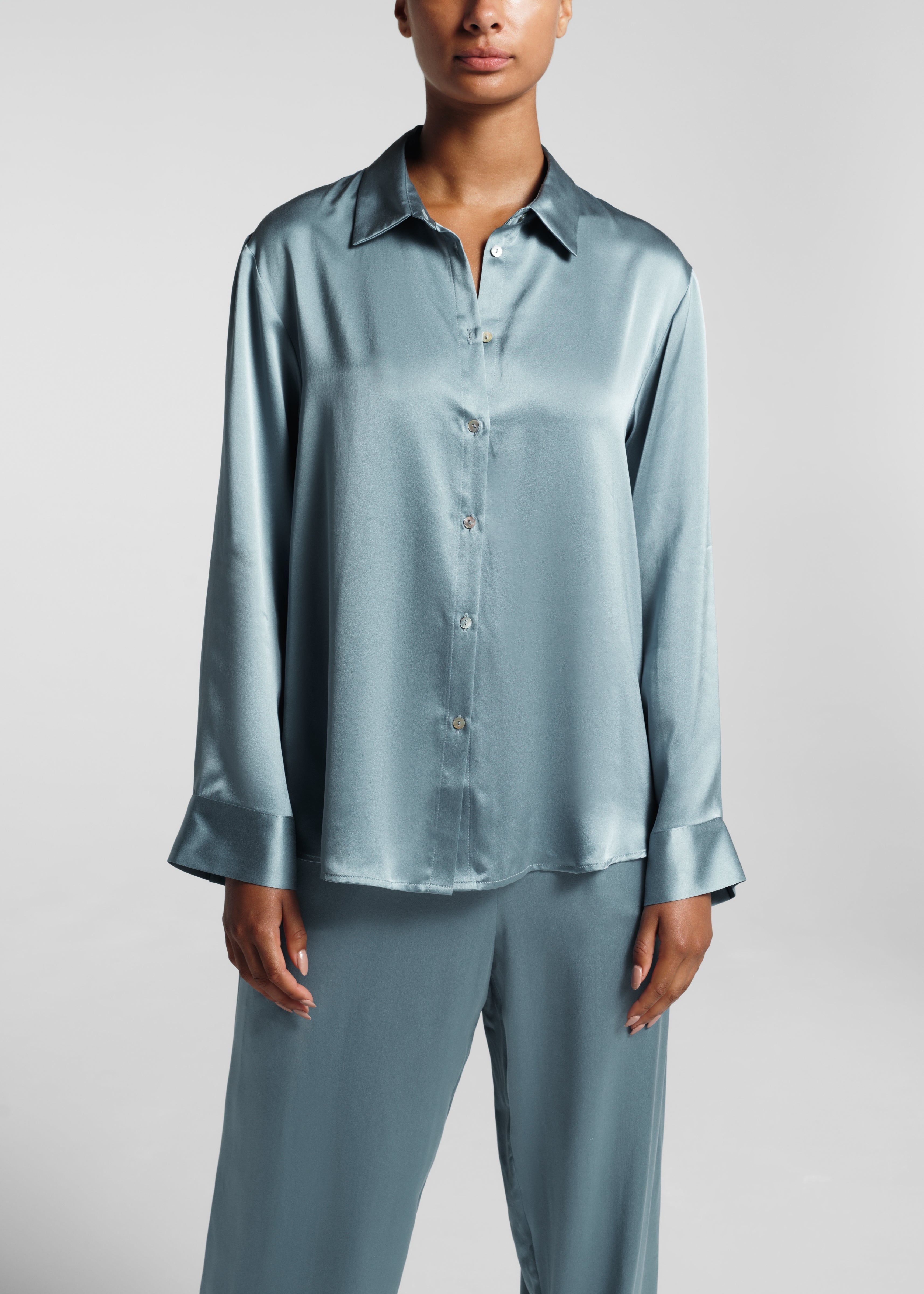 London Dust Blue Silk Pyjama Shirt_40,28|60,80