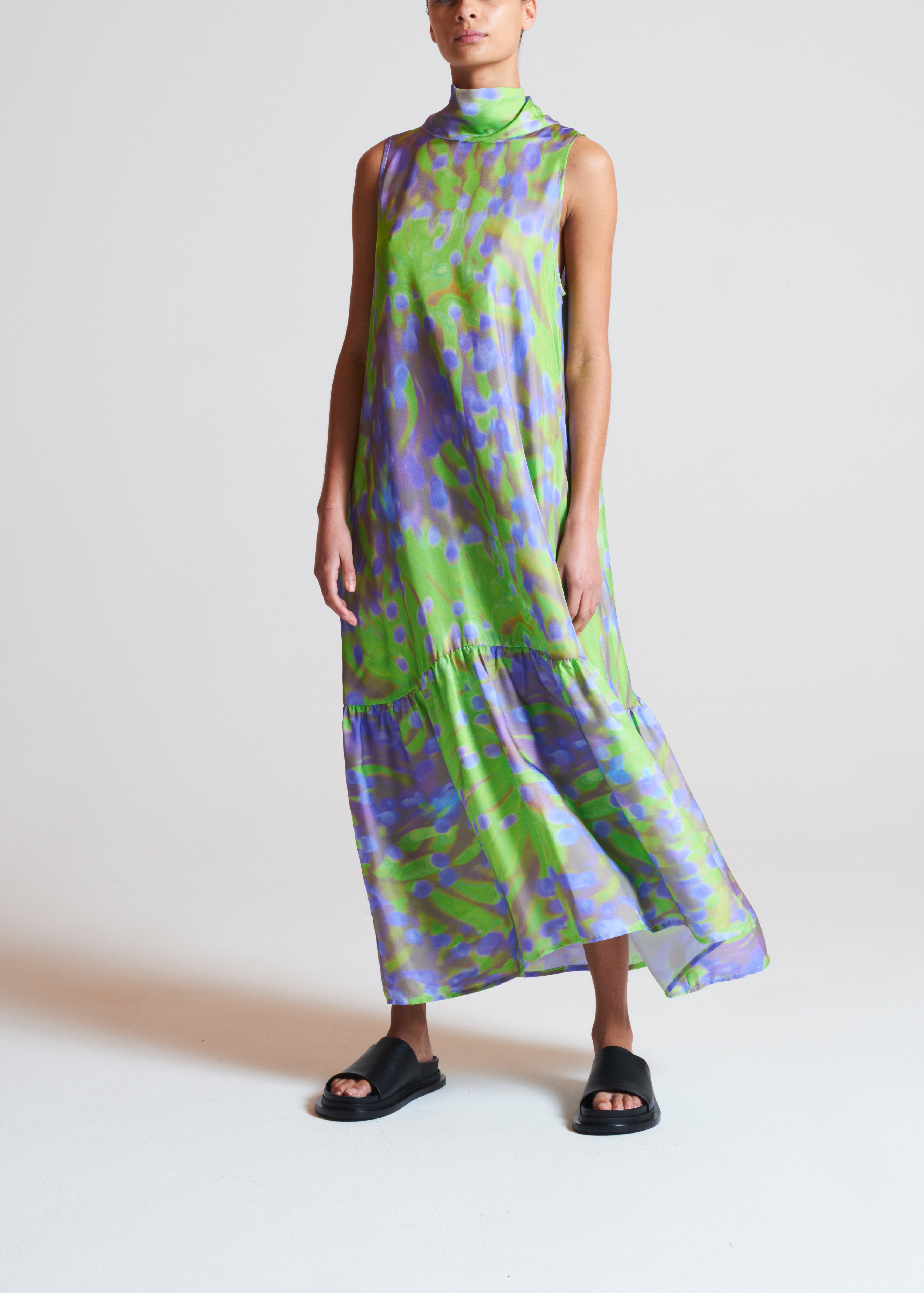 Oslo Luna Lime Silk Twill Dress