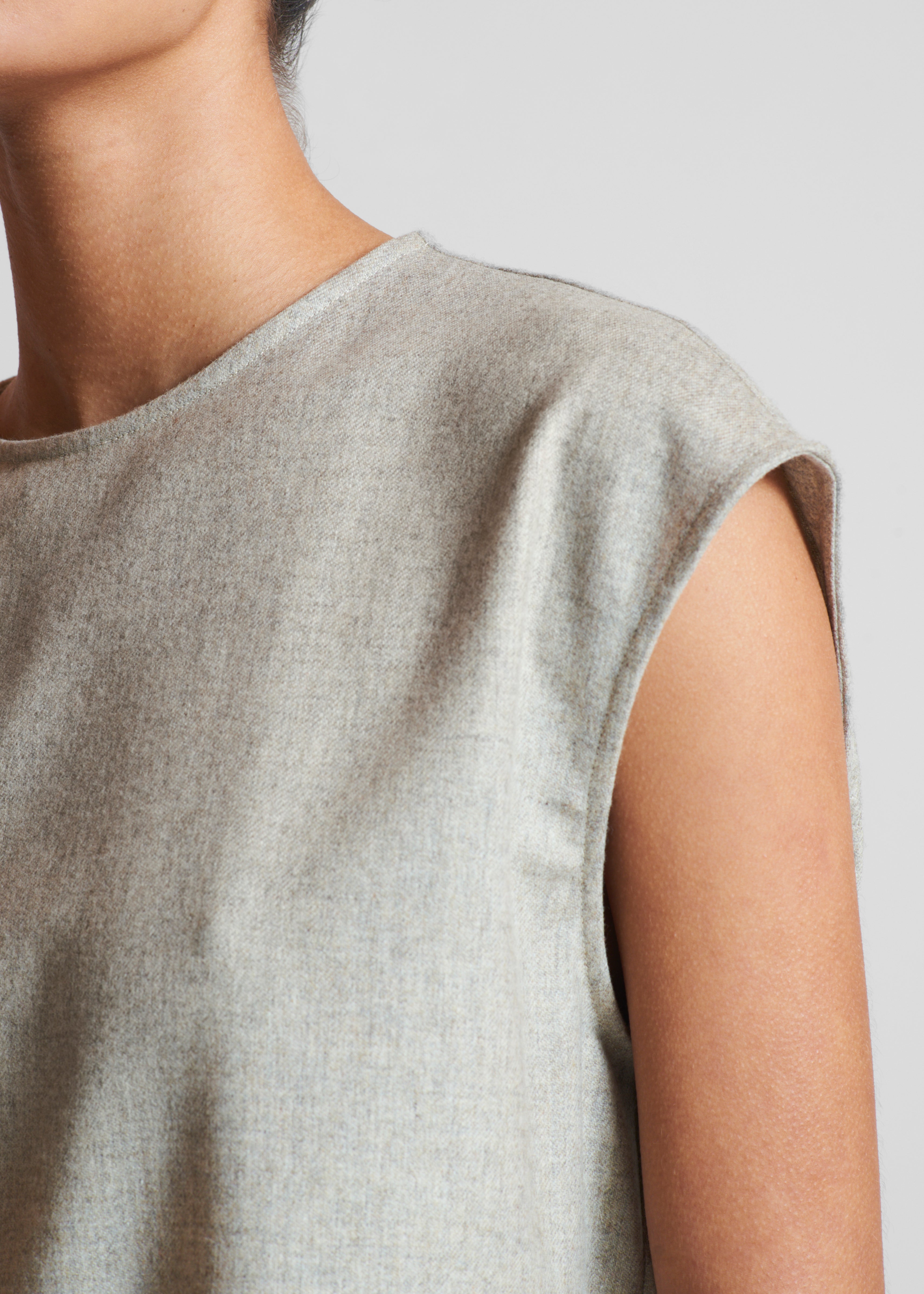 Dasha Top Oat Wool Cashmere Flannel