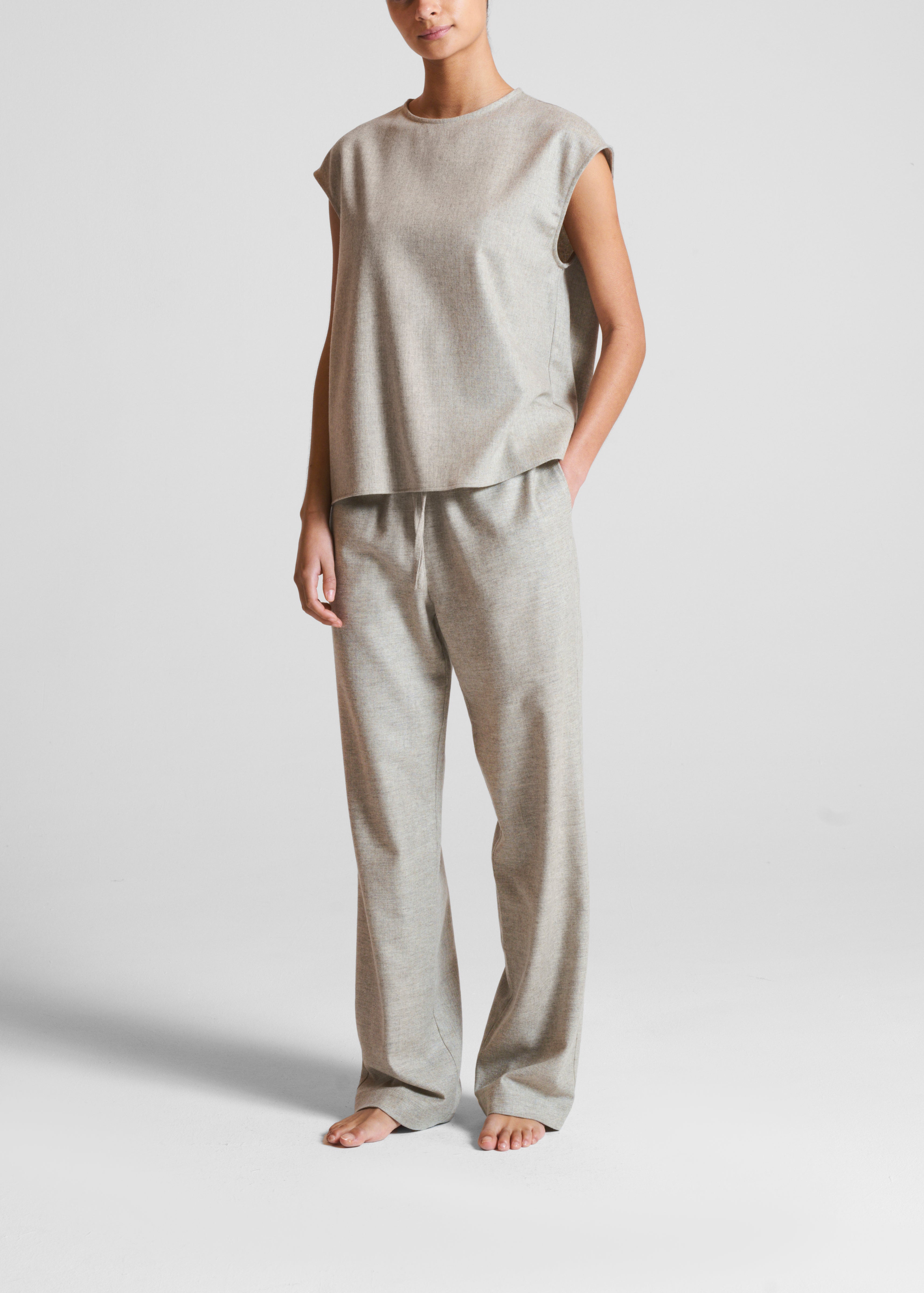 Dasha Top Oat Wool Cashmere Flannel