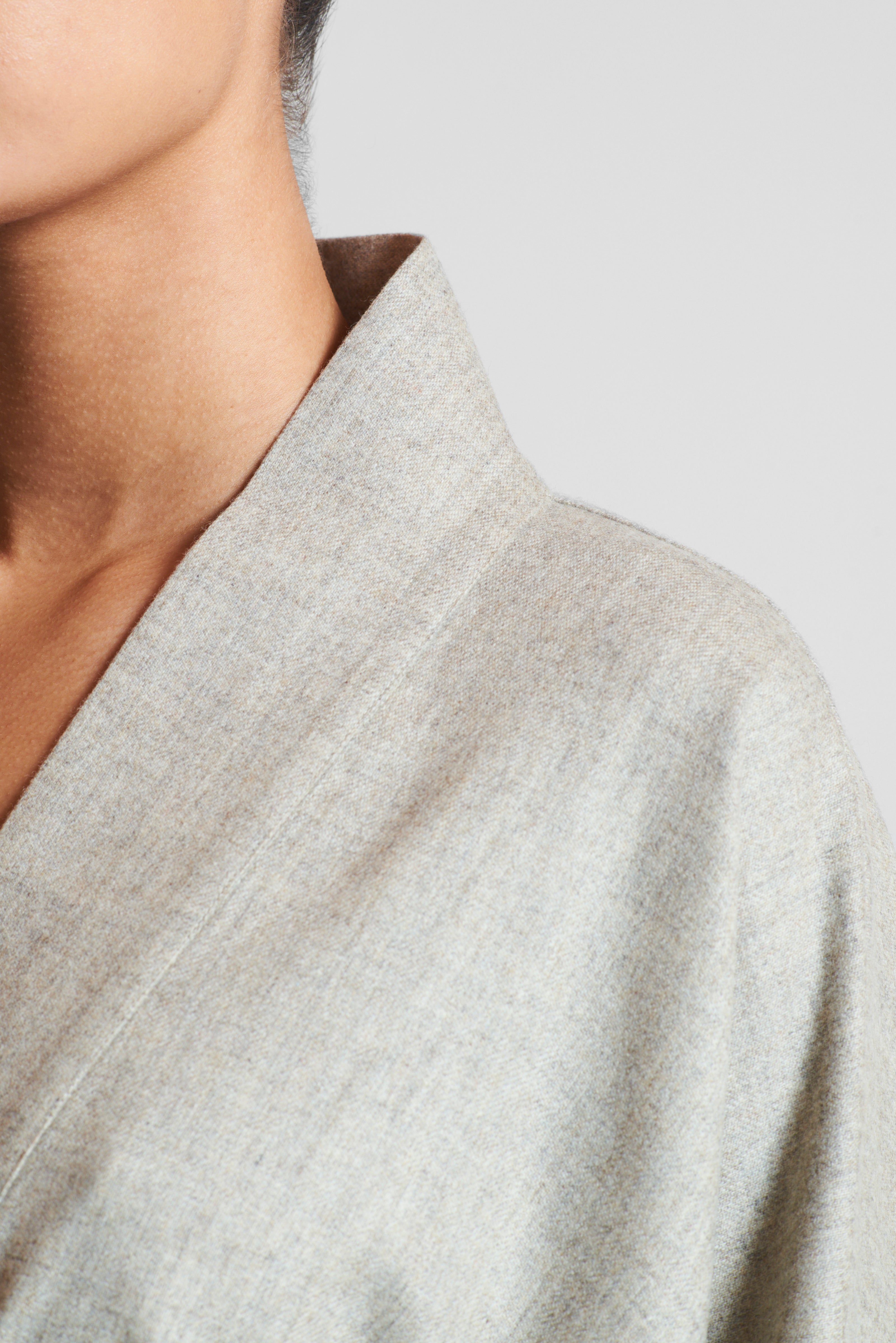 Athens Robe Oat Wool Cashmere Flannel