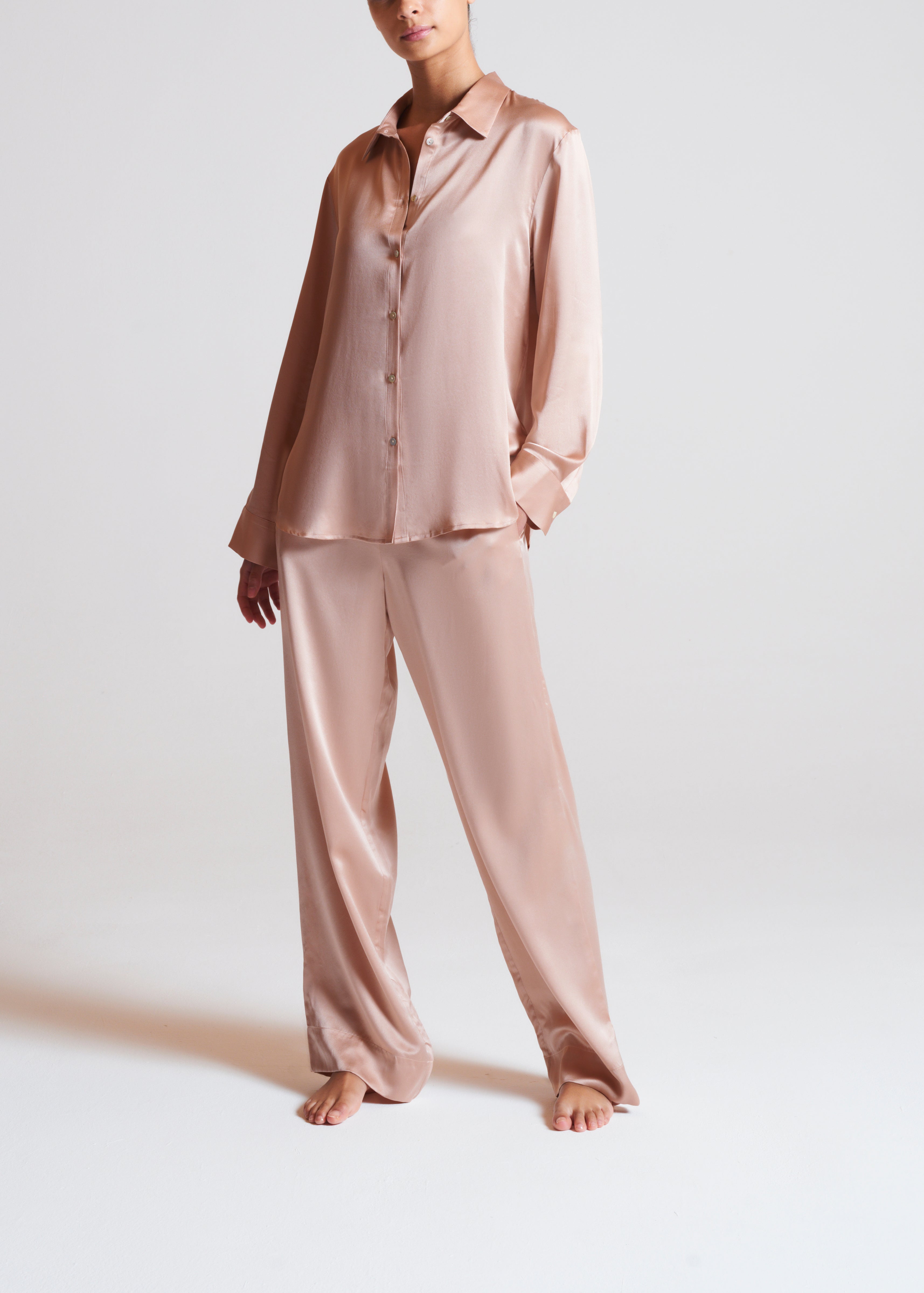 Blush silk pajamas hot sale