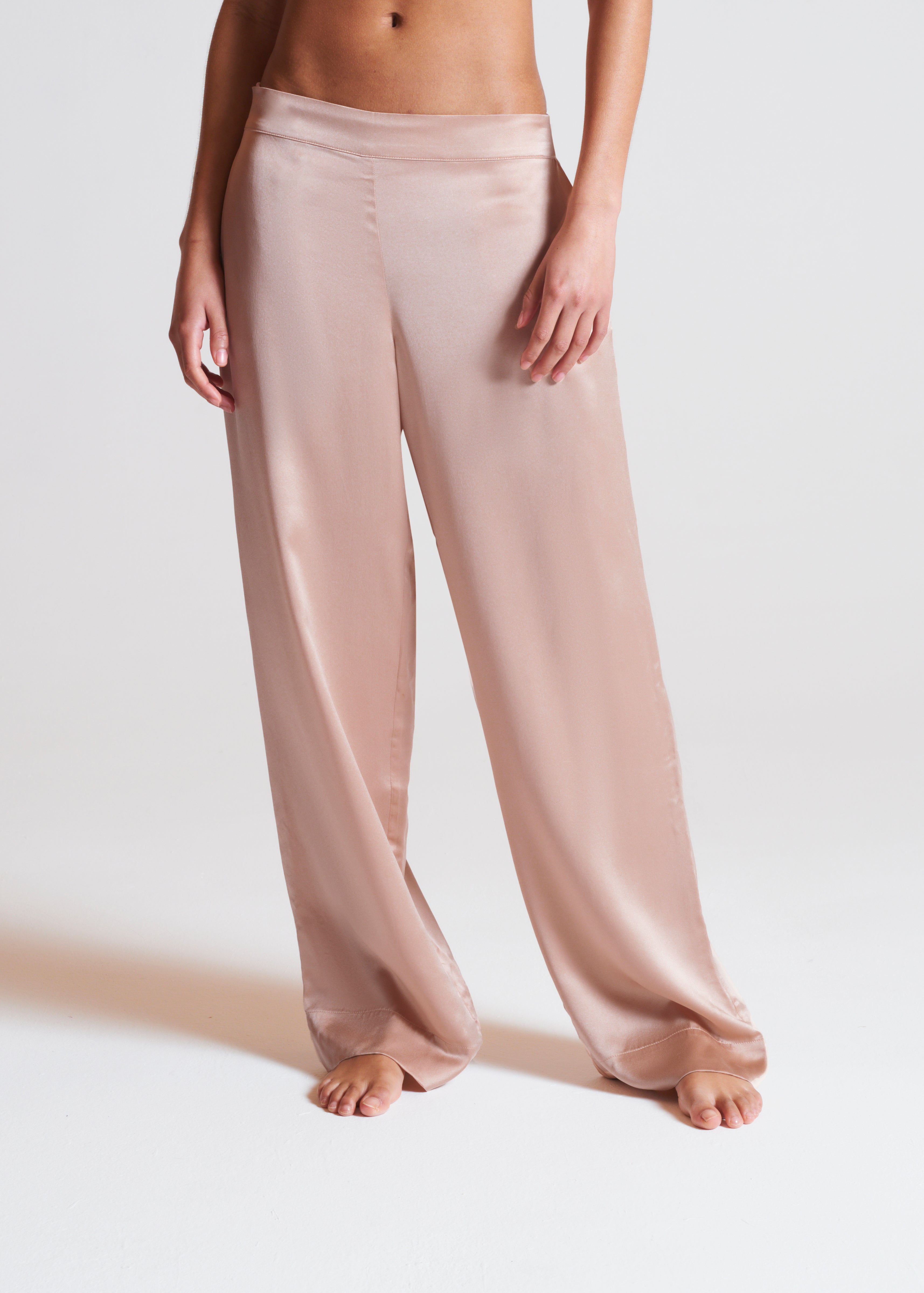 London Pyjama Bottom Pale Blush Silk