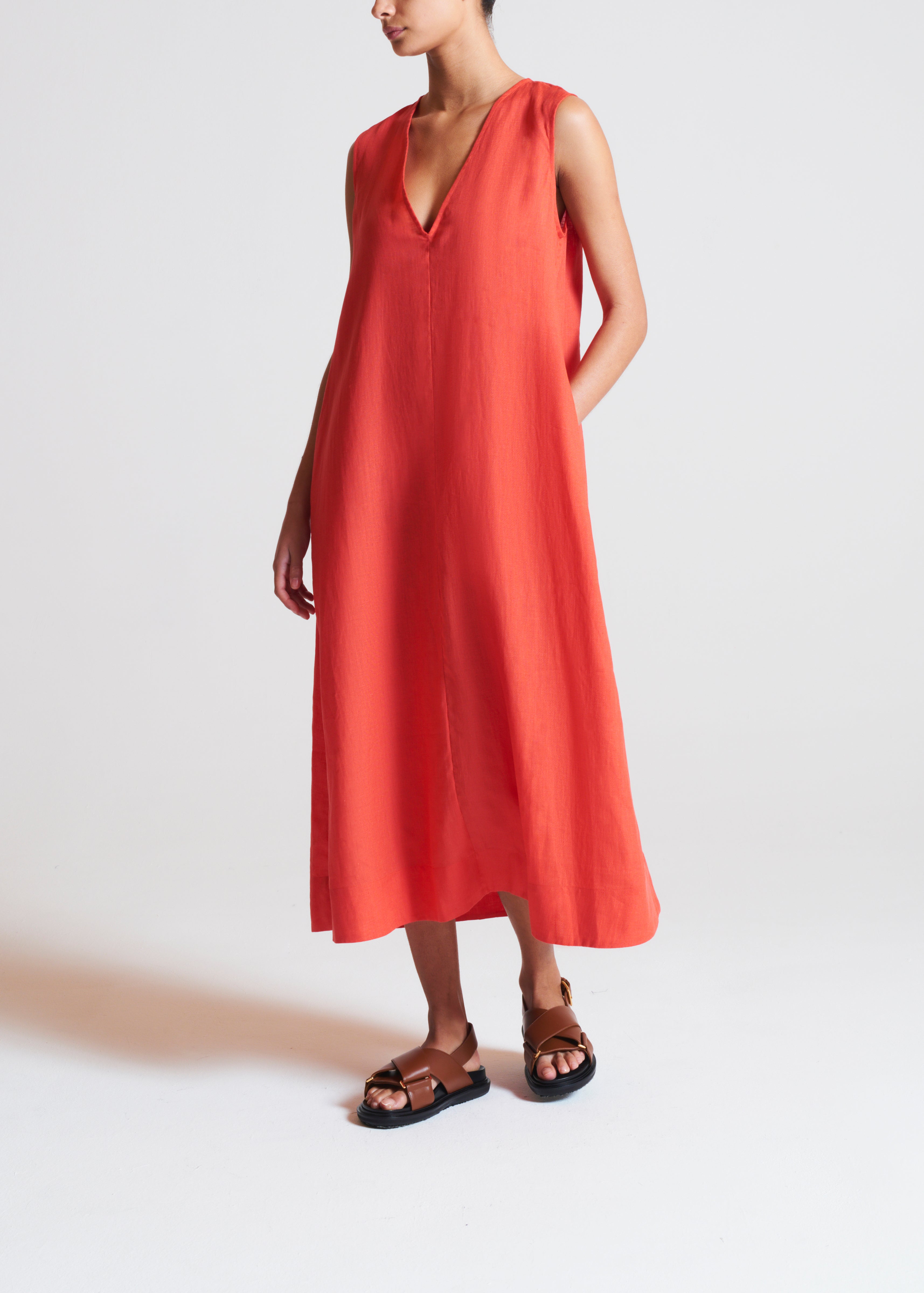 Nisha Dress Poppy Organic Linen