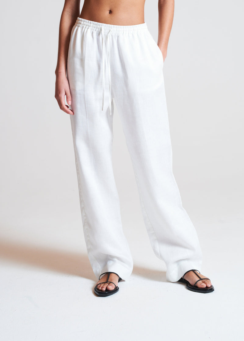 BDG White Cindy Low-Rise Linen Trousers | Urban Outfitters Turkey